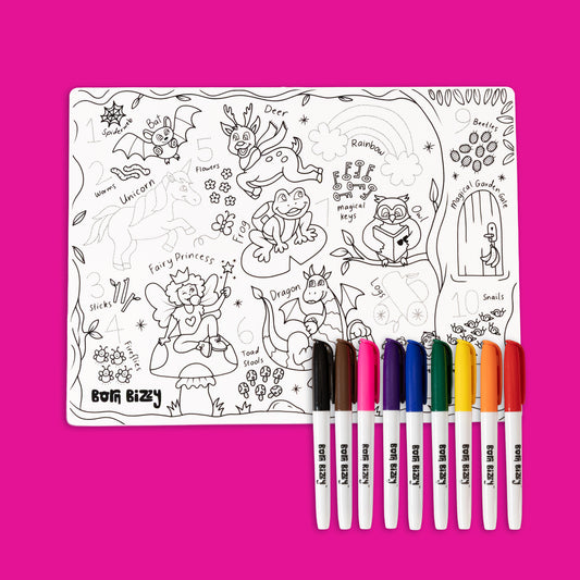 Enchanted Fairy Garden Reusable Silicone Colouring Mat Set