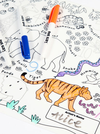 Zoo Hullaballo Reusable Silicone Colouring Mat Set